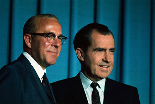 President Nixon and OMB Director George Shultz, the men behind the closing of the gold window, http://www.nixontapes.com.